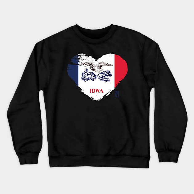 U.S. State - I Love Iowa - Iowa Flag Crewneck Sweatshirt by ArtProjectShop